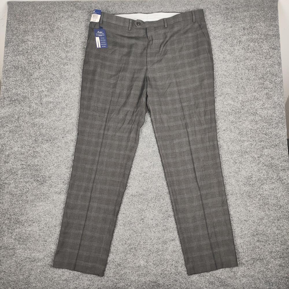 Ralph Lauren Dress Pants Mens 40x32 Gray Comfort Flex Plaid Stretch Office